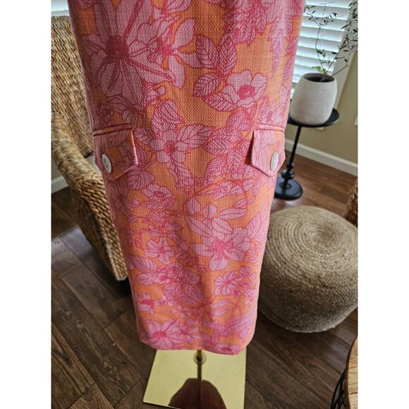 Brooks Brothers Textured Floral Print Shift Dress Women's Size 4 Midi Preppy - Picture 2 of 10